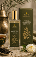 Yulong Arabic Tea perfume bottle and packaging with product details on a neutral background